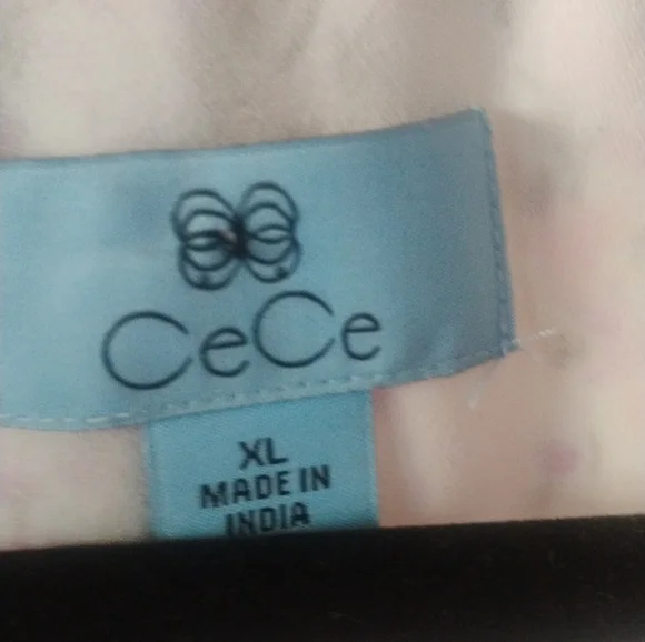 CECE Women's Floral Pink Cap Sleeve Feminine Whimsical Boho Blouse SZ XL - Picture 2 of 4